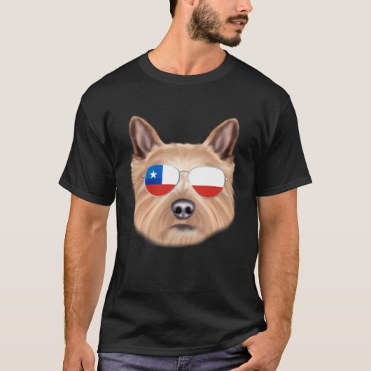 Chilean Flag Norwich Terrier Dog Chile Pocket T-Shirt (Vorderseite)