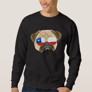 Chilean Flag Pug Dog Chile Pocket Sweatshirt