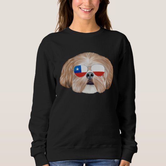 Chilean Flag Shih Tzu Dog Chile Pocket Sweatshirt (Vorderseite)