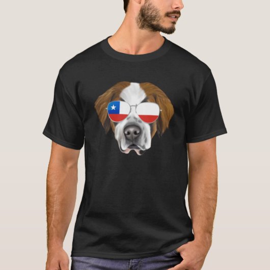 Chilean Flag St Bernard Dog Chile Pocket T-Shirt (Vorderseite)