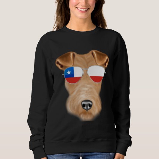 Chilean Flag Wire Fox Terrier Dog Chile Pocket Sweatshirt (Vorderseite)