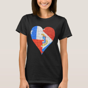 Chilean Sint Maartener Flag Herz T-Shirt