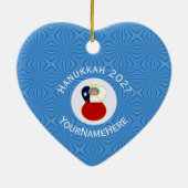 Chilenische Flagge Hanukkah Angel Abuela Name Jahr Keramik Ornament (Hinten)