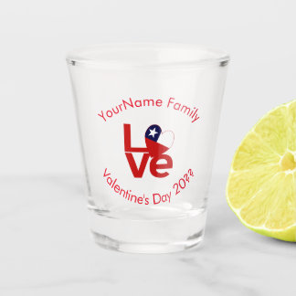 Chilenische Flagge Rote Buchstaben LIEBE Personali Schnapsglas