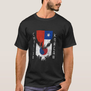Chilenische koreanische Flaggen rissen Torn-Chile T-Shirt