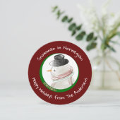 Chilenischer runder norwegischer Schneemann Feiertagskarte (Stehend Vorderseite)