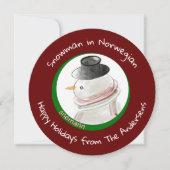 Chilenischer runder norwegischer Schneemann Feiertagskarte (Vorderseite)