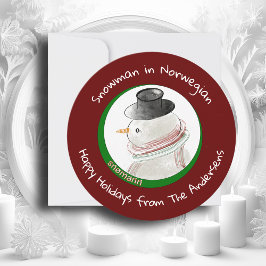 Chilenischer runder norwegischer Schneemann Feiertagskarte