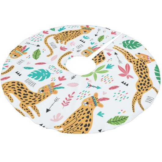 Chiles Stammesleopards tropisches Muster Polyester Weihnachtsbaumdecke (Schrägansicht)