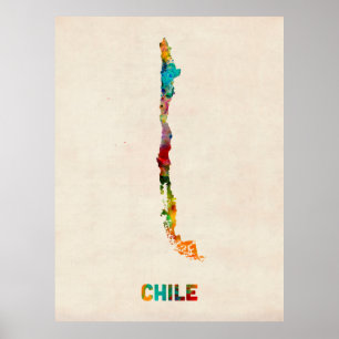 Chilewatercolor-Karte Poster