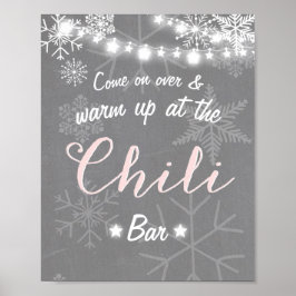 Chili Bar Schild Rosa Schneeflocke Chilly Rustikal