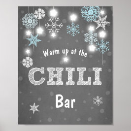 Chili Bar sign Blue Winter Schneeflocken Chilly Ju Poster