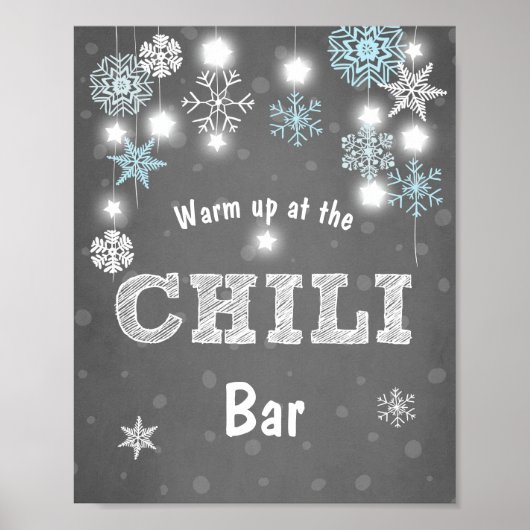 Chili Bar sign Blue Winter Schneeflocken Chilly Ju Poster (Vorne)