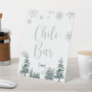 Chili Bar Silber Winter Babyduschzeichen Sockelschild