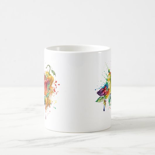 Chili & Bell Paprikaschoten Spritzer Art Kaffeetasse (Mittel)