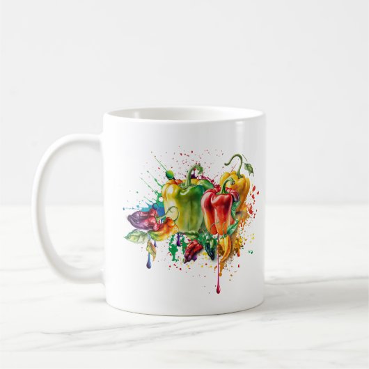 Chili & Bell Paprikaschoten Spritzer Art Kaffeetasse (Links)