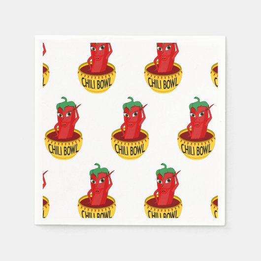 Chili Bowl Cartoon Zeichne Muster Serviette (Vorderseite)