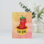 Chili Bowl Cartoon Zeichnend Postkarte (Stehend Vorderseite)