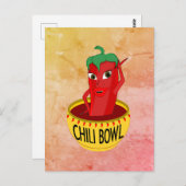 Chili Bowl Cartoon Zeichnend Postkarte (Vorne/Hinten)