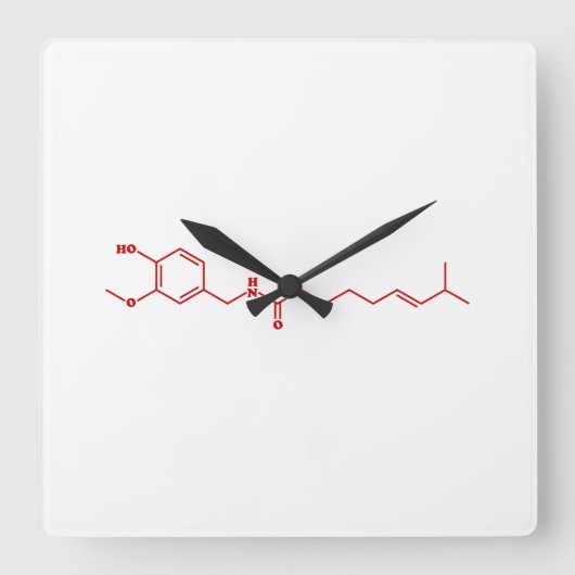 Chili Capsaicin Molecular Chemical Formula Quadratische Wanduhr (Vorderseite)