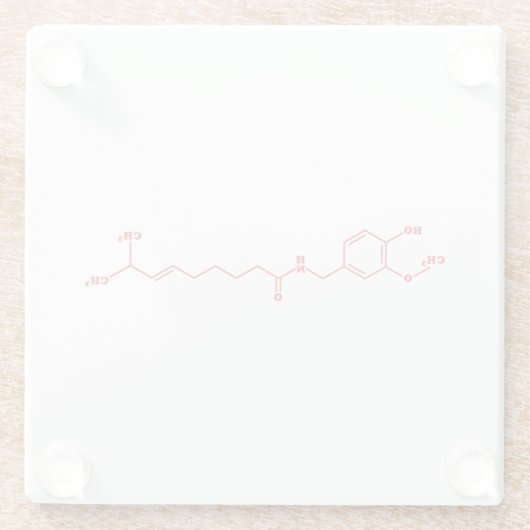Chili Capsaicin Molekulare Chemische Formel Glasuntersetzer (Rückseite)
