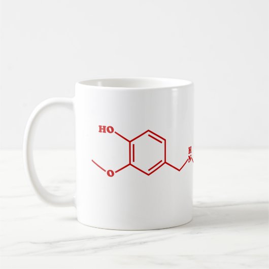 Chili Capsaicin Molekulare chemische Formel Kaffeetasse (Links)