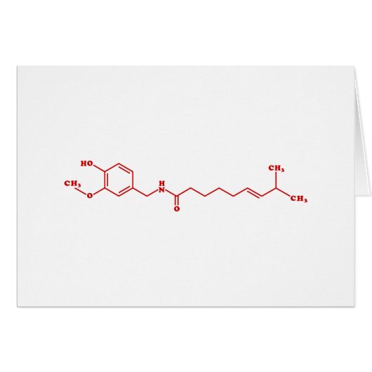 Chili Capsaicin Molekulare chemische Formel-Karte (Vorderseite (Horizontal))