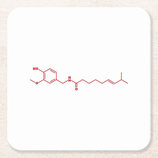 Chili Capsaicin Molekulare Chemische Formel Rechteckiger Pappuntersetzer (Vorderseite)