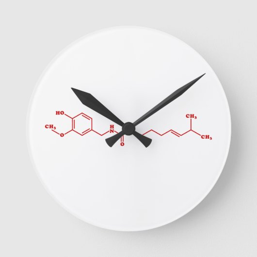 Chili Capsaicin Molekulare chemische Formel Runde Wanduhr (Vorderseite)