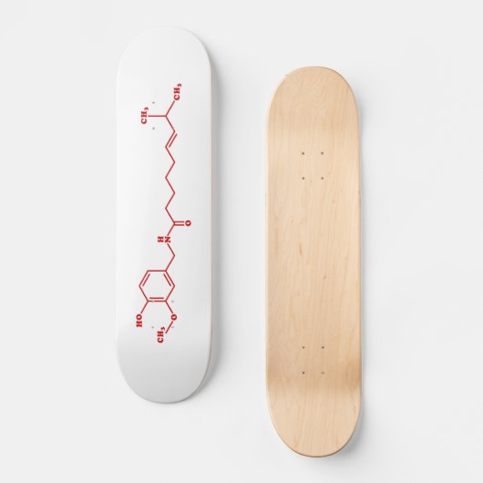Chili Capsaicin Molekulare Chemische Formel Skateboard (Vorderseite)