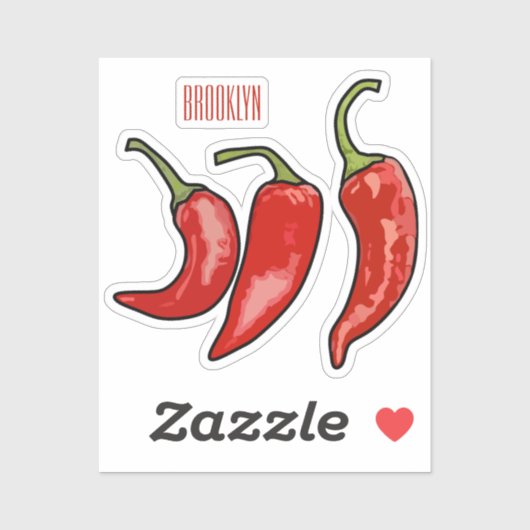 Chili-Cartoon-Abbildung Aufkleber (Blatt)