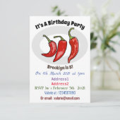 Chili-Cartoon-Abbildung Einladung (Stehend Vorderseite)