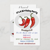 Chili-Cartoon-Abbildung Einladung (Vorne/Hinten)