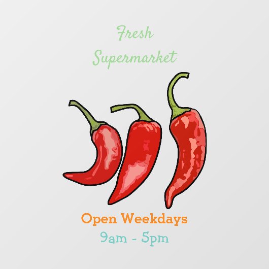 Chili-Cartoon-Abbildung Fensteraufkleber (Blatt)