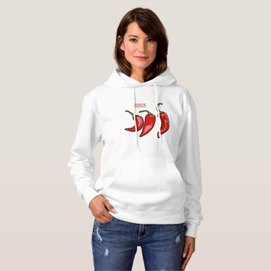 Chili-Cartoon-Abbildung Hoodie (Vorne ganz)