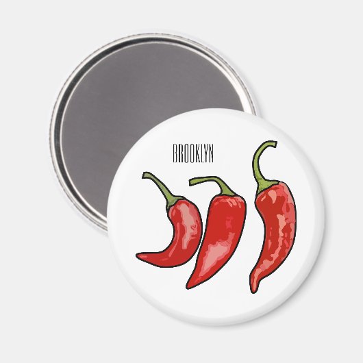 Chili-Cartoon-Abbildung Magnet (Vorderseite/Rückseite)