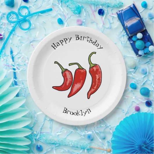 Chili-Cartoon-Abbildung Pappteller (Party)