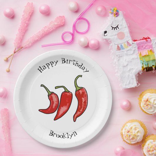 Chili-Cartoon-Abbildung Pappteller (Party)