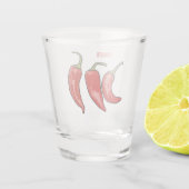 Chili-Cartoon-Abbildung Schnapsglas (Rückseite)