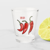 Chili-Cartoon-Abbildung Schnapsglas (Vorderseite)