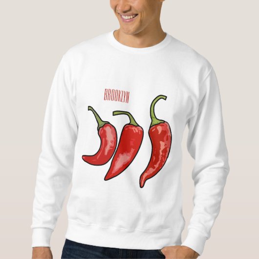 Chili-Cartoon-Abbildung Sweatshirt (Vorderseite)