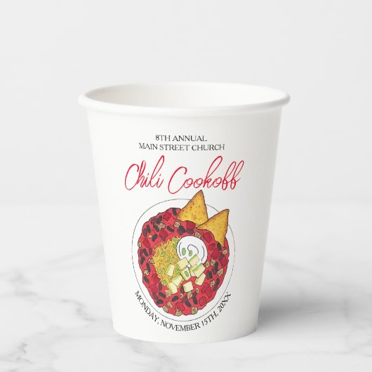 Chili Chili Suppenkeks Wettbewerb Abendessen Pappbecher (Vorderseite)