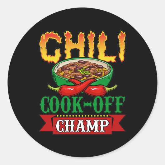 Chili Cook Off Champ Gewinner Runder Aufkleber (Vorderseite)