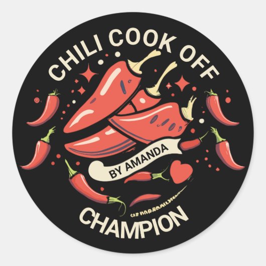 Chili Cook Off Champion Runder Aufkleber (Vorderseite)