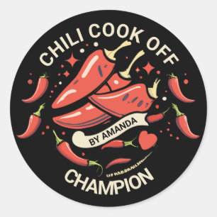 Chili Cook Off Champion Runder Aufkleber