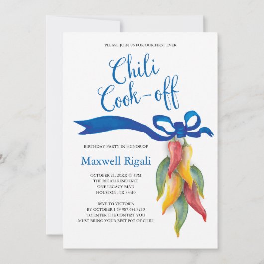 Chili Cook Off Erwachsene Einladung Geburtstag (Vorderseite)
