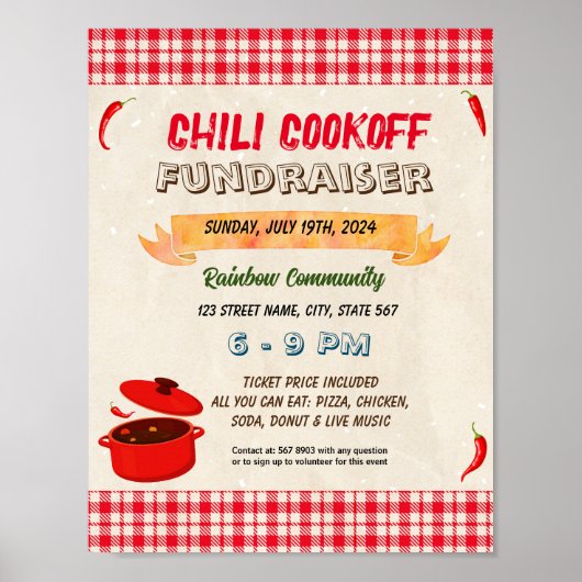 Chili Cook Off Fundraiser Vorlage Poster (Vorne)