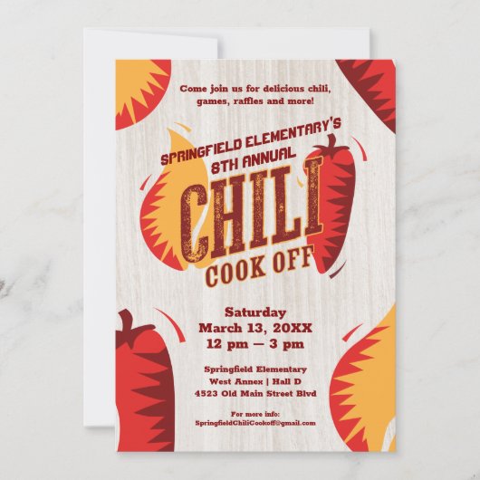 Chili Cook Off | GRILLEN Cookout Contest Einladung (Vorderseite)