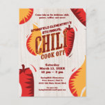 Chili Cook Off | GRILLEN Cookout Contest Einladung Postkarte<br><div class="desc">Lassen Sie sich von der leckeren und würzigen Atmosphäre eines guten, altmodischen Chili-Kochwettbewerbs verzaubern und genießen Sie diese festlichen und fröhlichen Einladungen! Holen Sie sich alles, was Sie für Ihre Familie, Schule oder Corporate Chili Cook Off, einschließlich Einladungen, Party Backdrops, Schürze, Dekoration, Preise und mehr in unserem Geschäft. Brauchen Sie...</div>