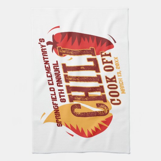 Chili Cook Off | GRILLEN Cookout Contest Geschirrtuch (Vertikal)